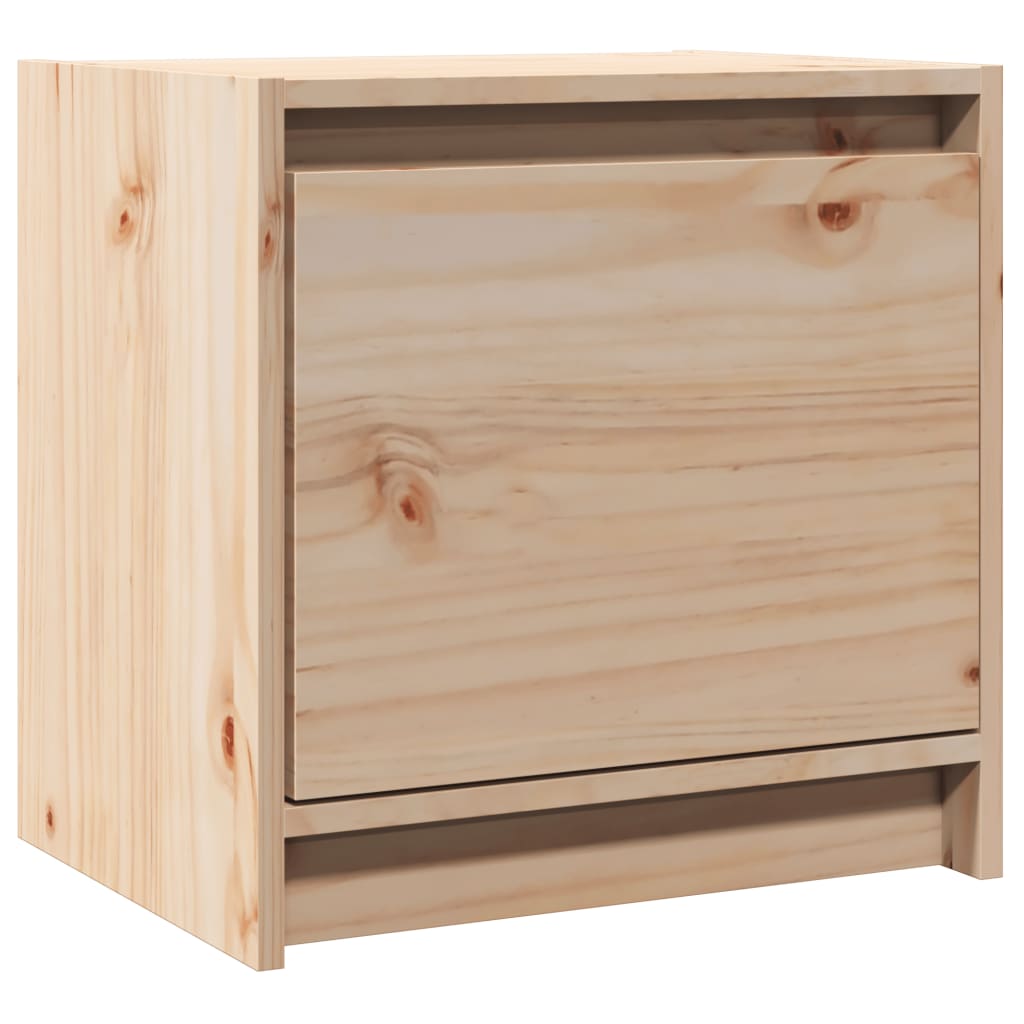 Mesita De Noche Madera Maciza De Pino 40x30,5x40 Cm_0