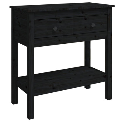 Mesa Consola De Madera Maciza De Pino Negro 75x35x75 Cm_0