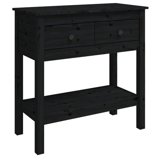 Mesa Consola De Madera Maciza De Pino Negro 75x35x75 Cm_0