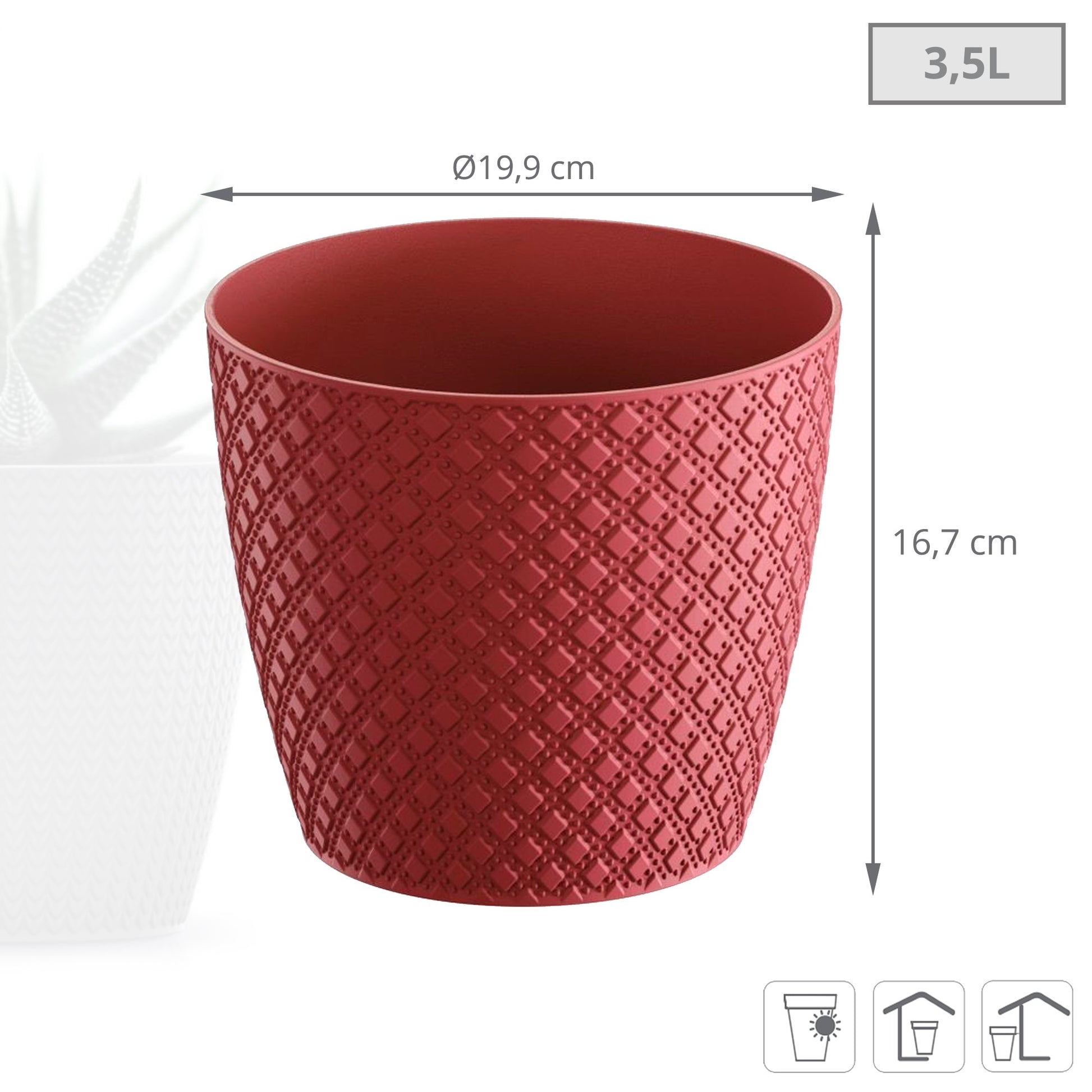 Maceta Orient 3,5l., Dimensiones (mm) 189x189x167, Color Rosa_2