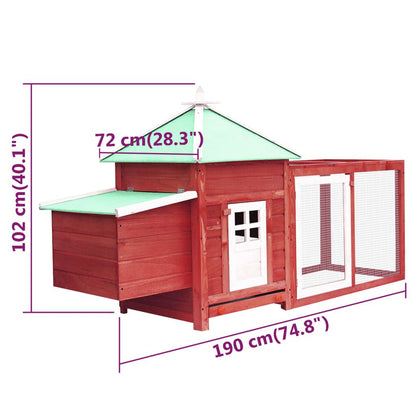 Vidaxl Gallinero Con Ponedero Madera Maciza Abeto Rojo 190x72x102 Cm_2