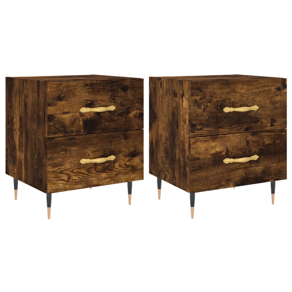 Mesita Noche 2 Uds Madera Ingeniería Roble Ahumado 40x35x47,5cm_0