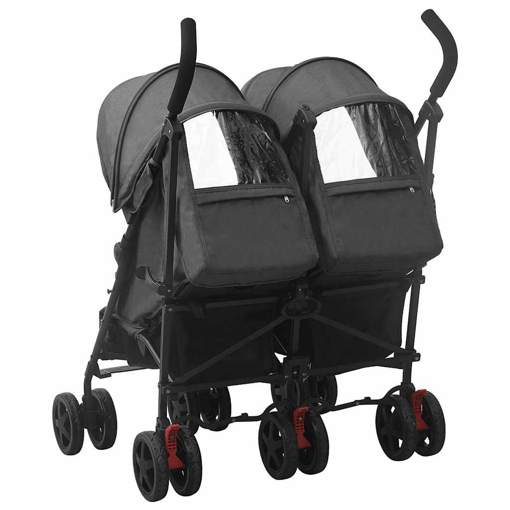 Vidaxl Carrito Para Gemelos De Acero Gris Antracita_3