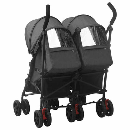 Vidaxl Carrito Para Gemelos De Acero Gris Antracita_3