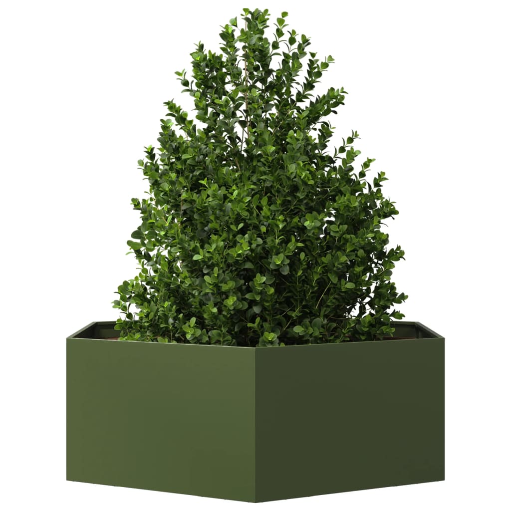 Jardinera Hexagonal De Acero Verde Oliva 138x120x45 Cm_2