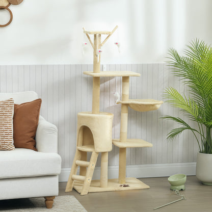Pawhut Árbol Rascador Para Gatos Grande Altura 134 Cm Con 6 Postes De Sisal_1