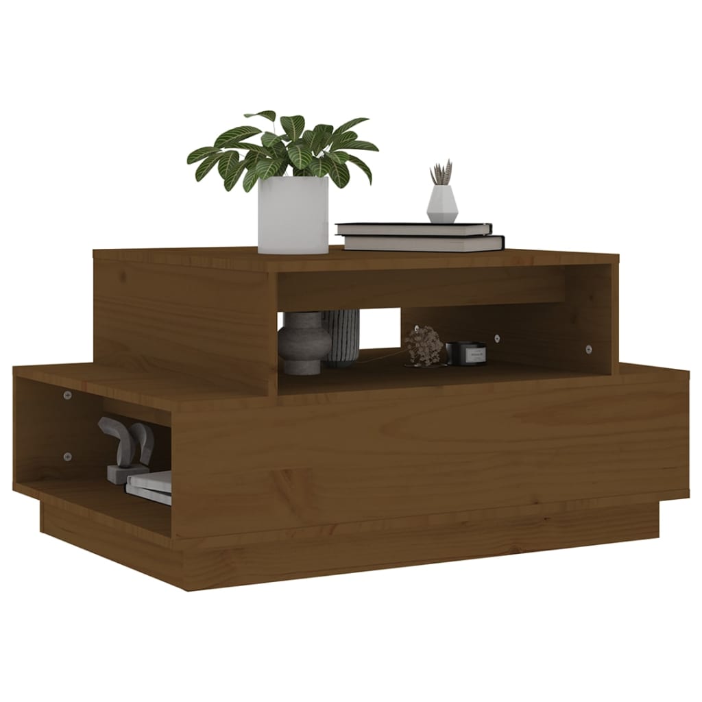 Mesa De Centro Madera Maciza De Pino Marrón Miel 80x55x40,5 Cm_2