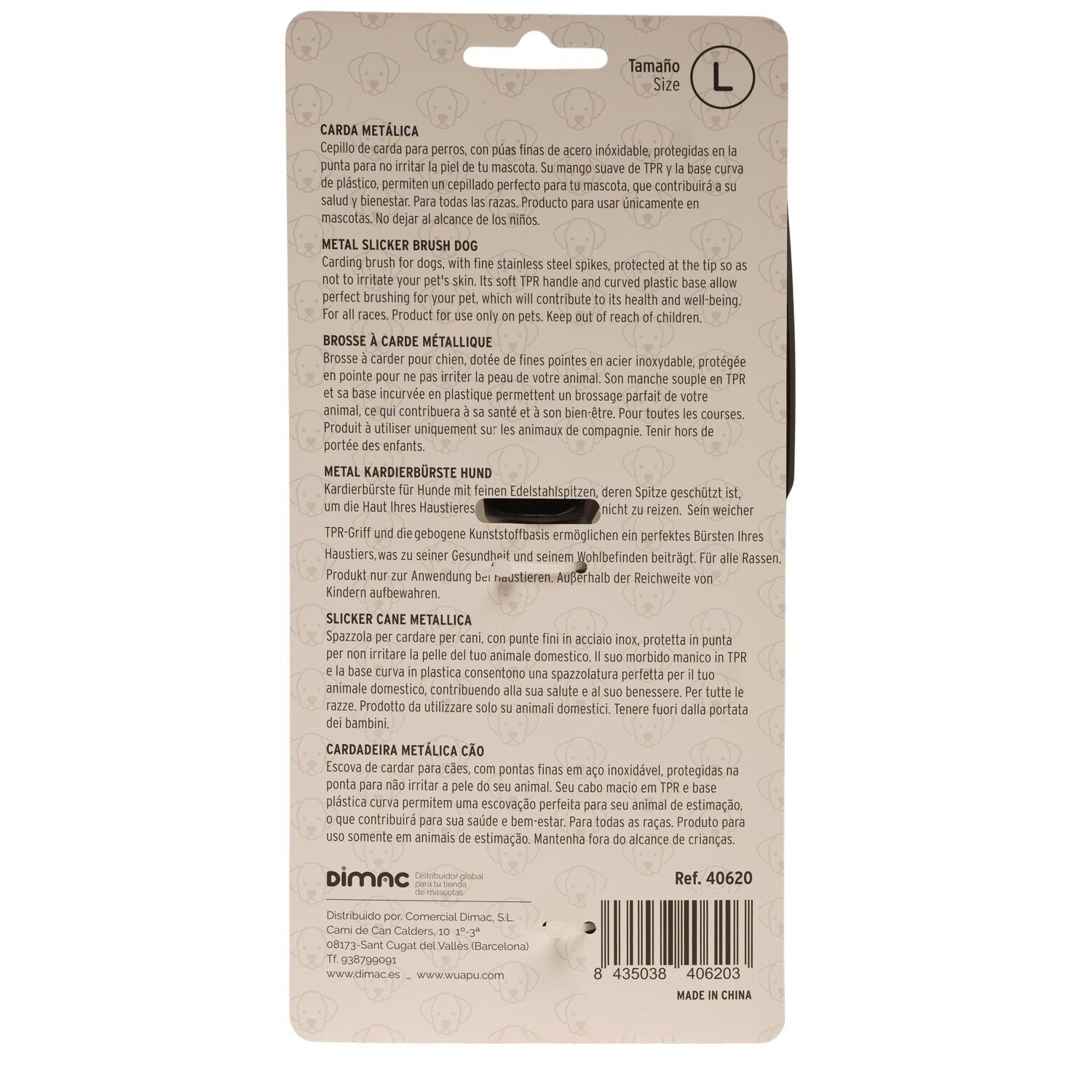 Cepillo Carda Suave Para Perro Wuapu Talla L, Para Cepillar Y Retirar El Pelo Muerto_1