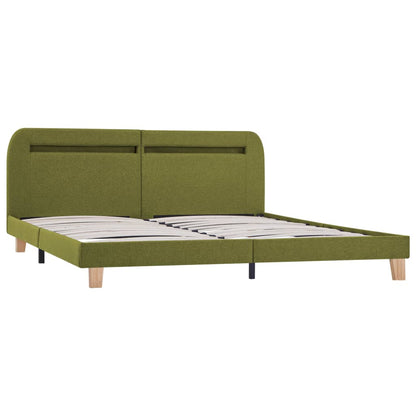 Estructura De Cama Con Led Sin Colchón Tela Verde 160x200 Cm / Vetonek_0