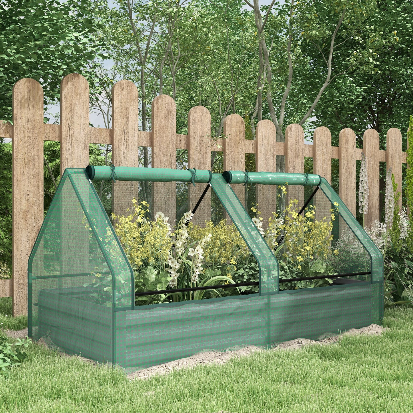 Outsunny Jardinera Exterior Grande De Acero Galvanizado Con Mini Invernadero_1