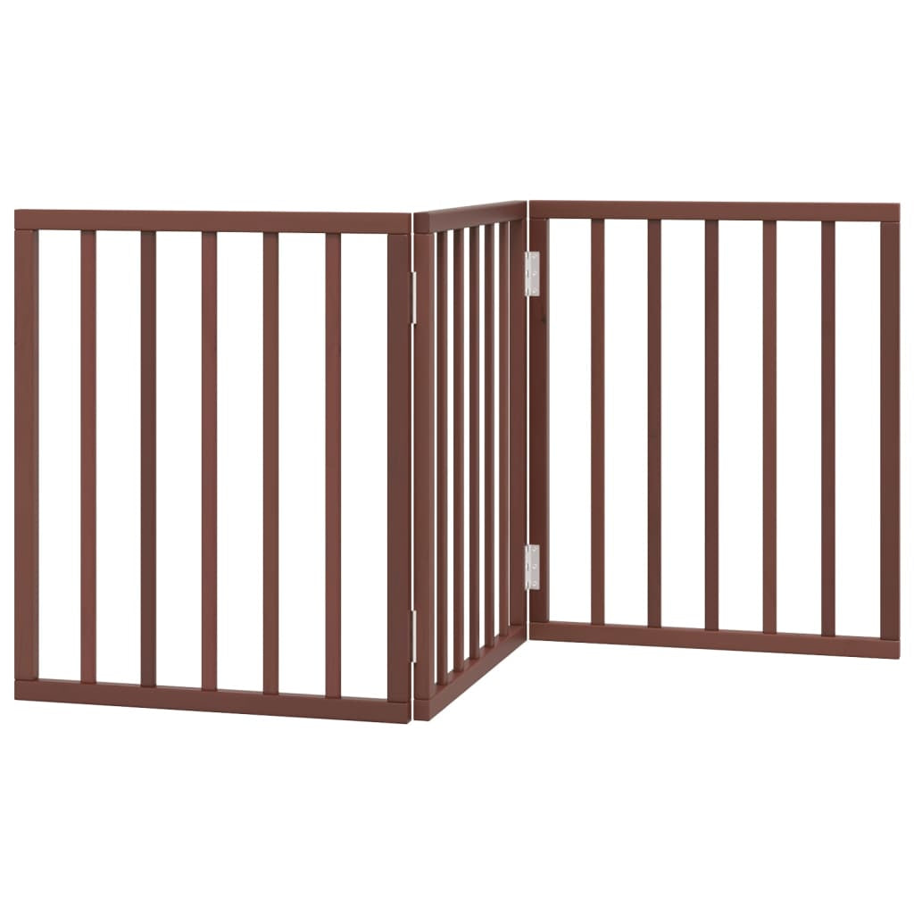 Vidaxl Puerta Para Perros Plegable 3 Paneles Madera Álamo Marrón 150cm_0