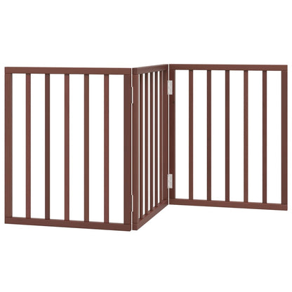 Vidaxl Puerta Para Perros Plegable 3 Paneles Madera Álamo Marrón 150cm_0