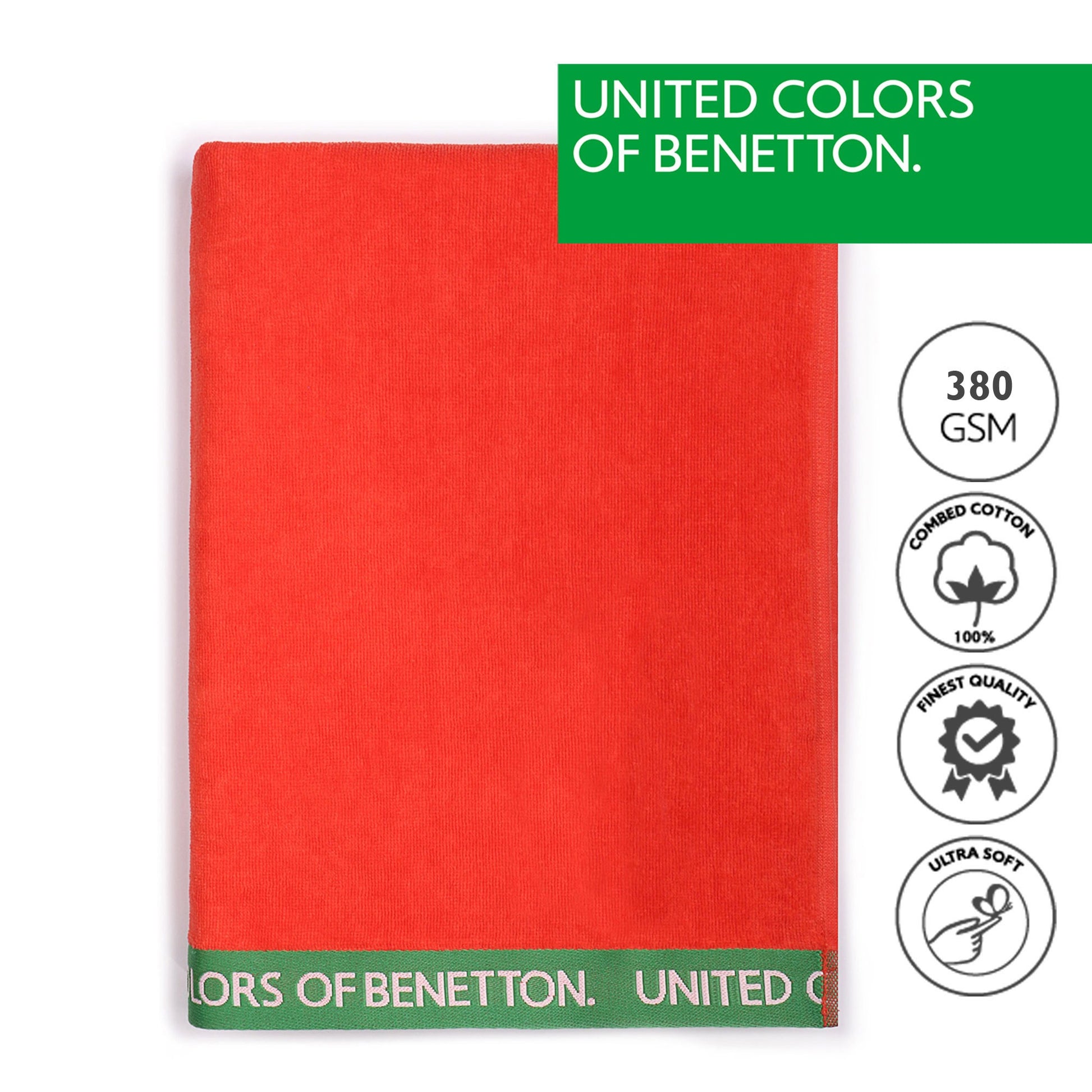 Toalla De Playa 90x160cm 380gsm Velour 100%algodon Rojo Casa Benetton