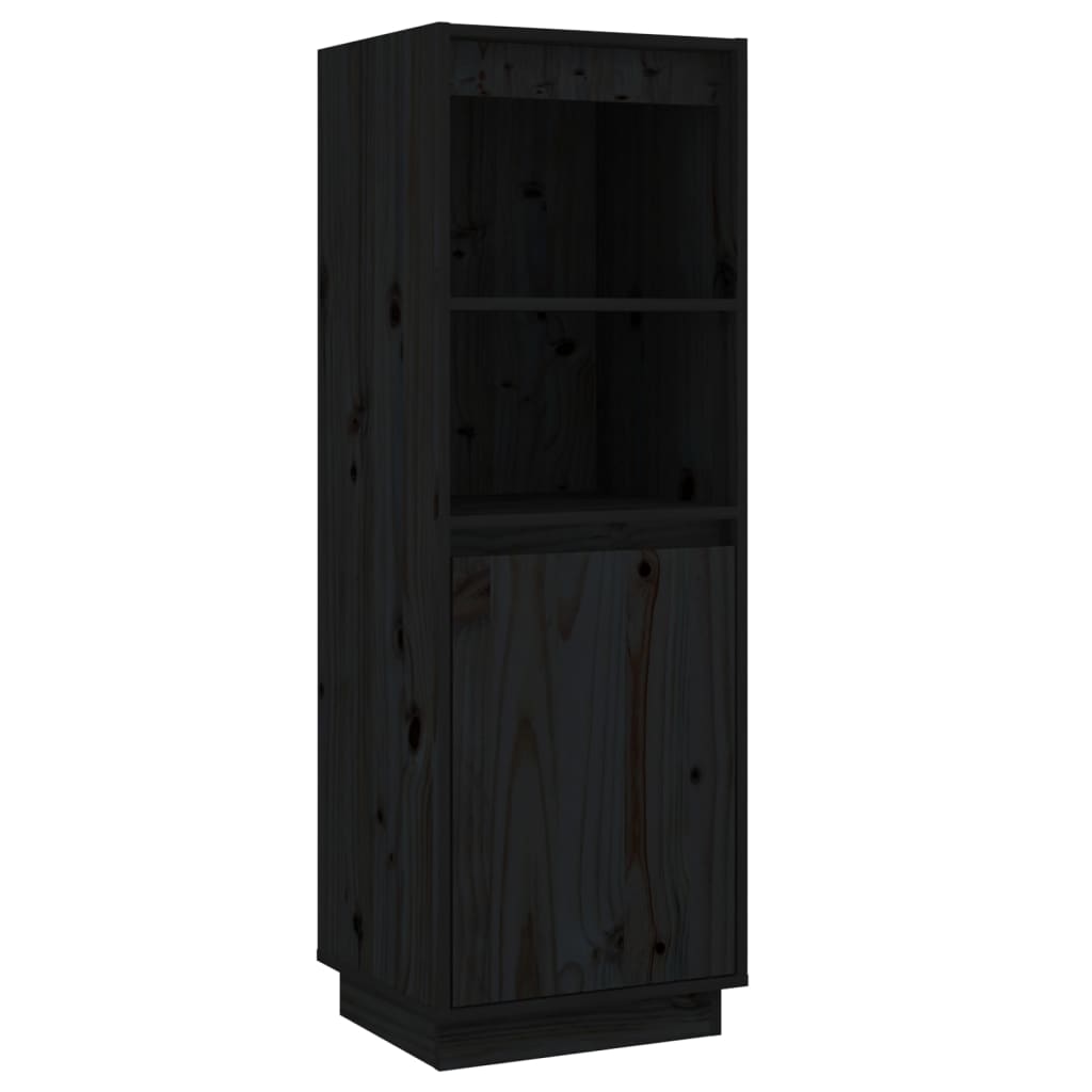 Aparador Alto De Madera Maciza De Pino Negro 37x34x110 Cm / Vetonek_2