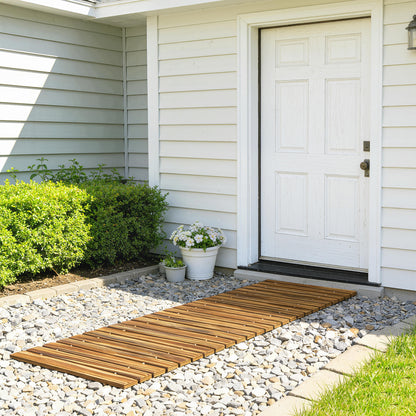 Outsunny Camino De Jardín De Madera 120x38 Cm Para Exteriores Carbonizado_1
