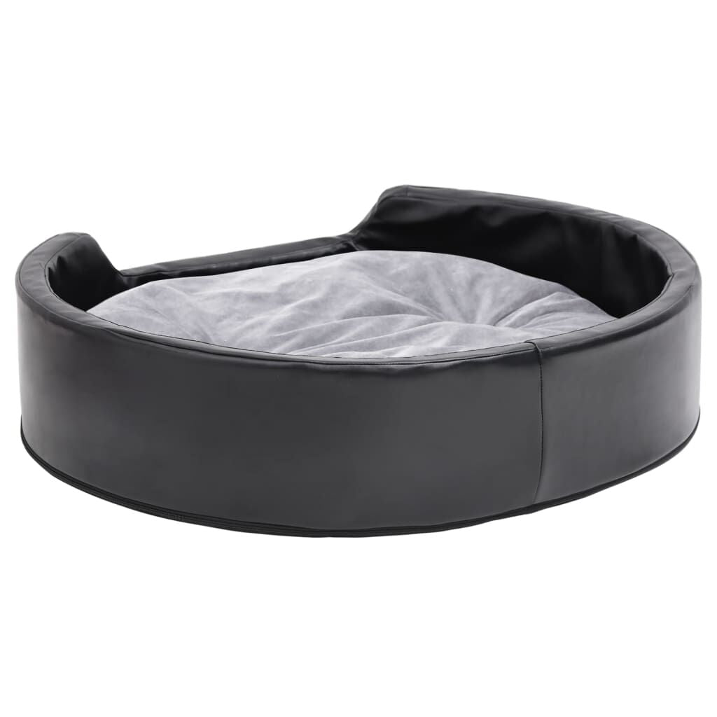 Vidaxl Cama Para Perros Felpa Y Cuero Sintético Negro Gris 79x70x19 Cm_4