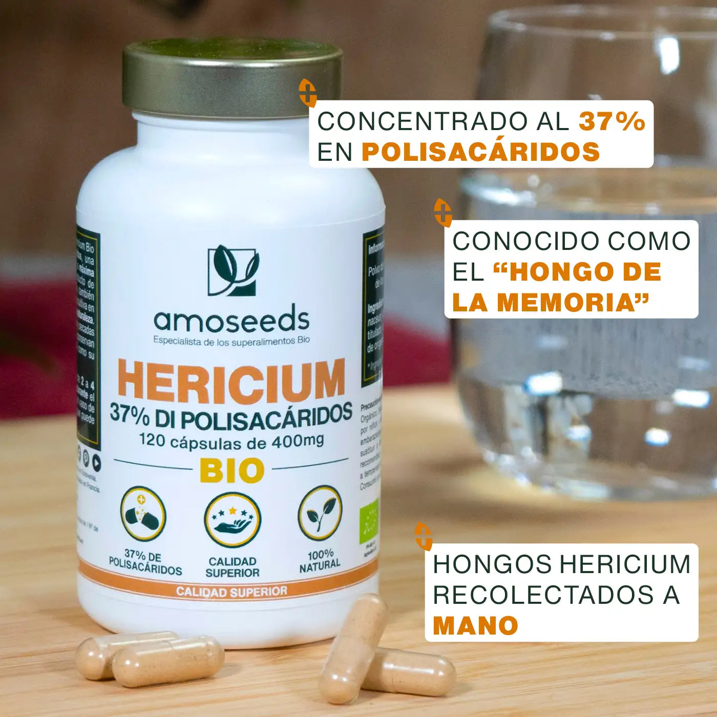 Hericium Bio, 37% Polisacáridos | 120 Cápsulas_3