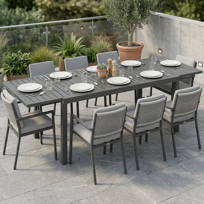Outsunny Mesa De Jardín Extensible De Aluminio 150/225x85x75 Cm Gris Oscuro_1