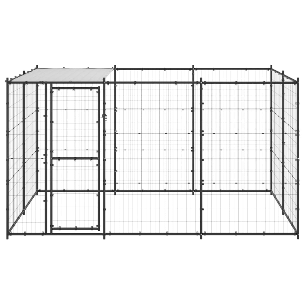 Vidaxl Perrera De Exterior De Acero Con Techo 7,26 M²_1