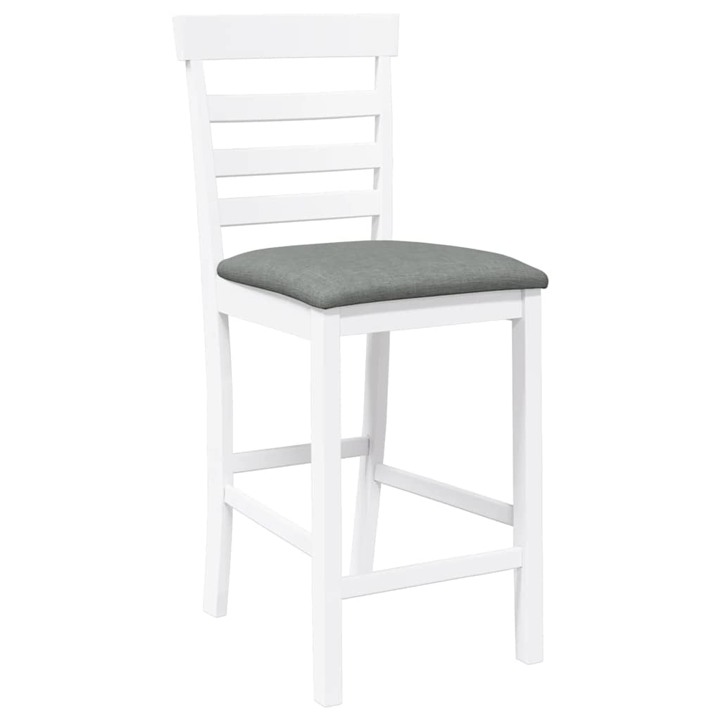 Taburetes De Bar Con Cojines 2 Uds Madera Maciza Blanca Caucho_2