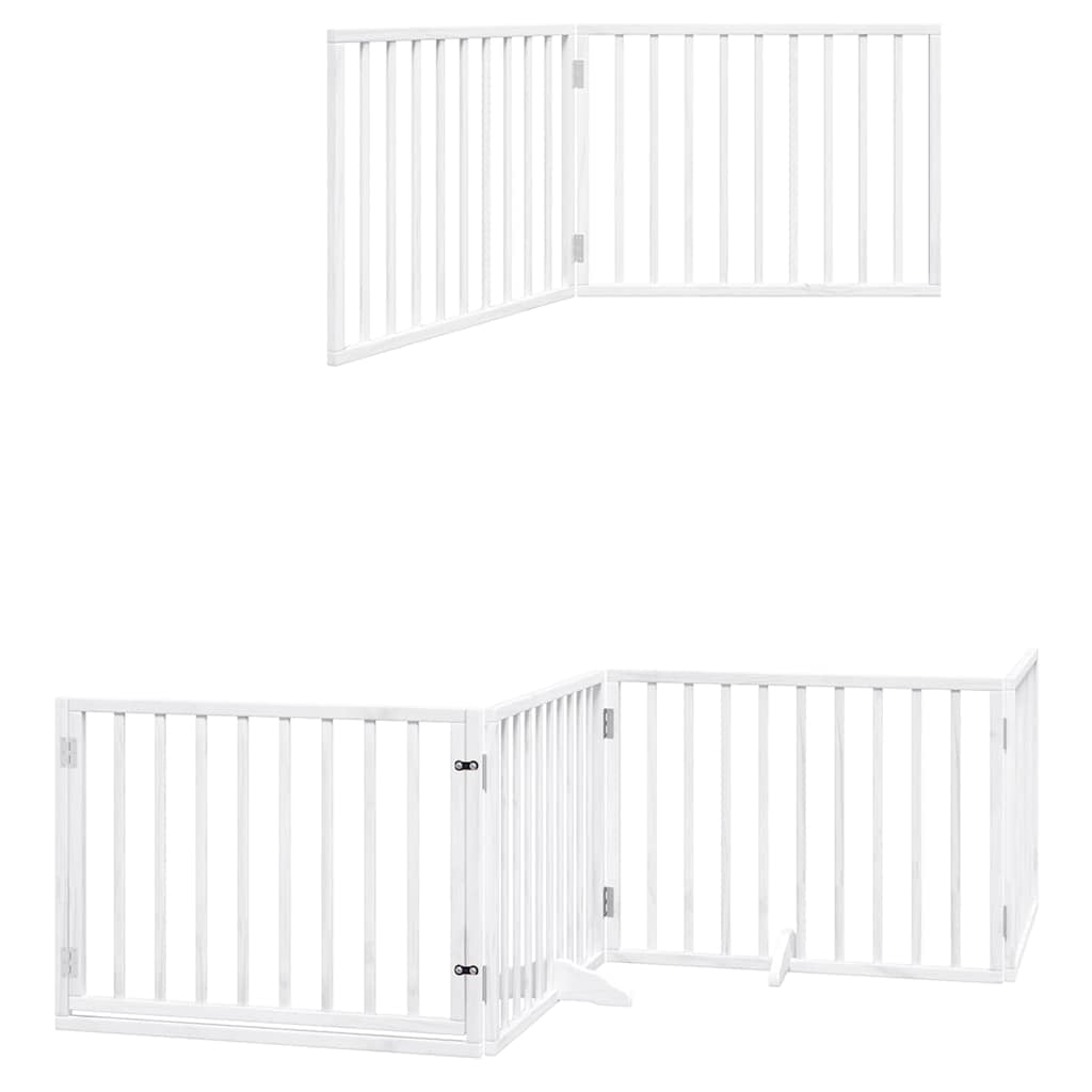 Vidaxl Puerta De Perros Plegable 10 Paneles Madera Álamo Blanca 800 Cm_2