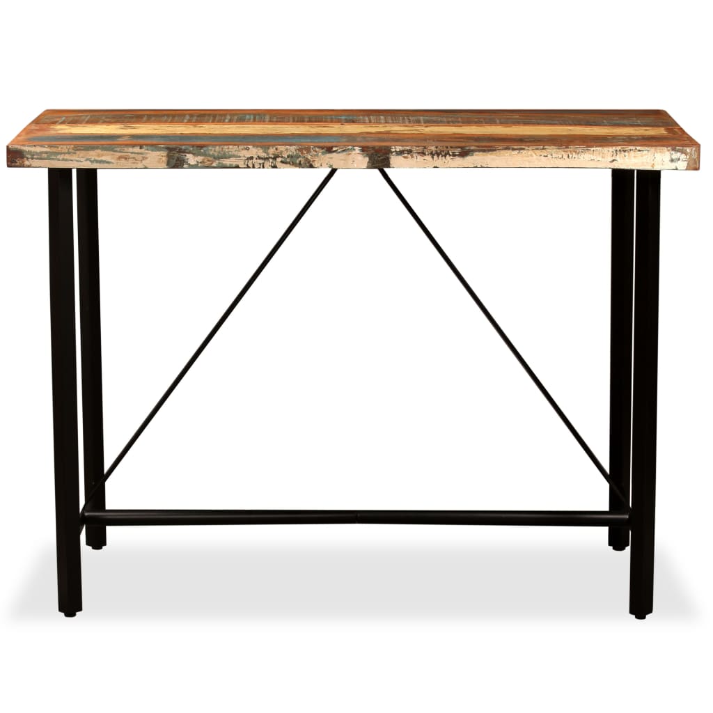 Mesa De Bar De Madera Maciza Reciclada 120x60x107 Cm_0