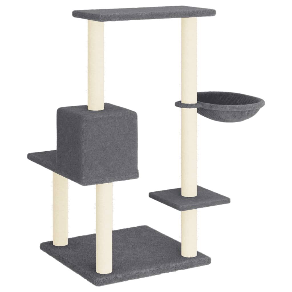 Vidaxl Rascador Para Gatos Con Postes De Sisal Gris Oscuro 95 Cm_4