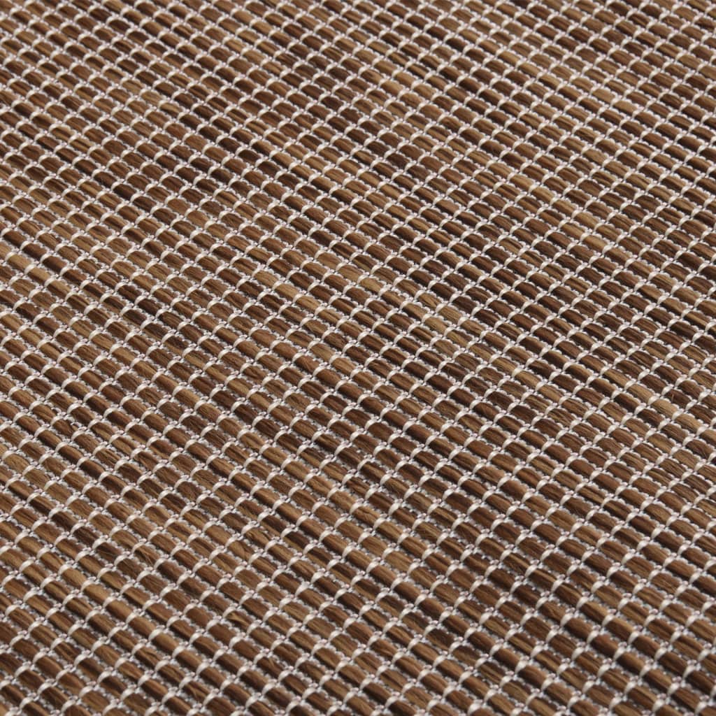 Alfombra De Exterior De Tejido Plano Marrón 160x230 Cm_4