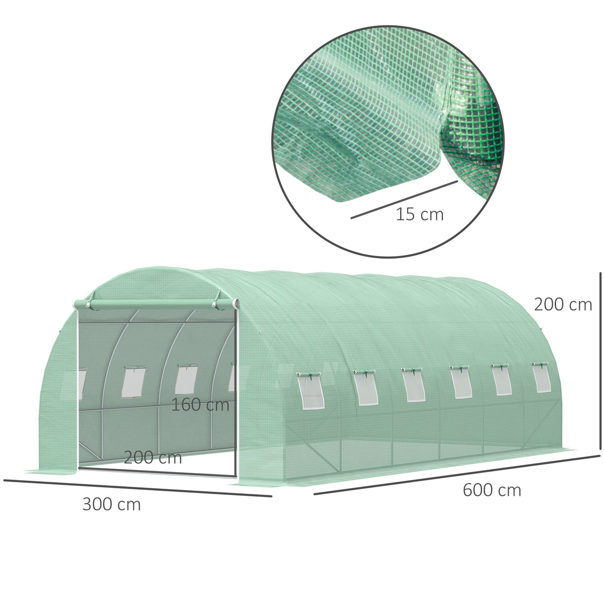 Invernadero De Jardín Outsunny Verde 12 Ventanas 6x3x2m_2