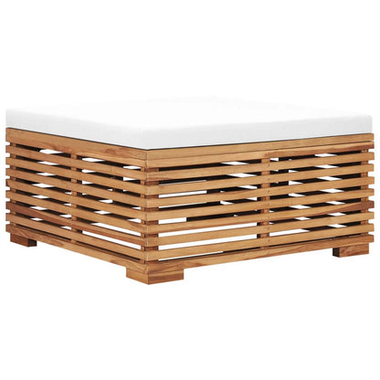 Vidaxl Set De Mesa Y Reposapiés De Jardín Y Cojín Crema Madera De Teca_4