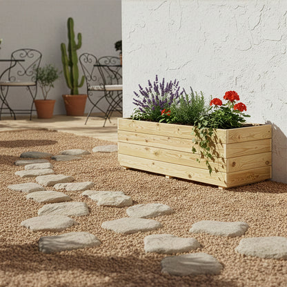 Jardinera Rectangular De Madera Tratada 120x45x40 Cm Ghio Hortalia_1