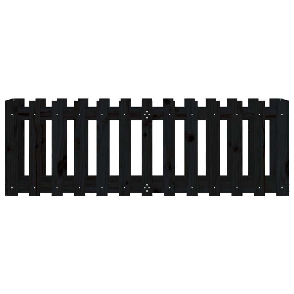 Arriate Elevado Jardín Con Valla Madera Pino Negro 150x50x50cm_4