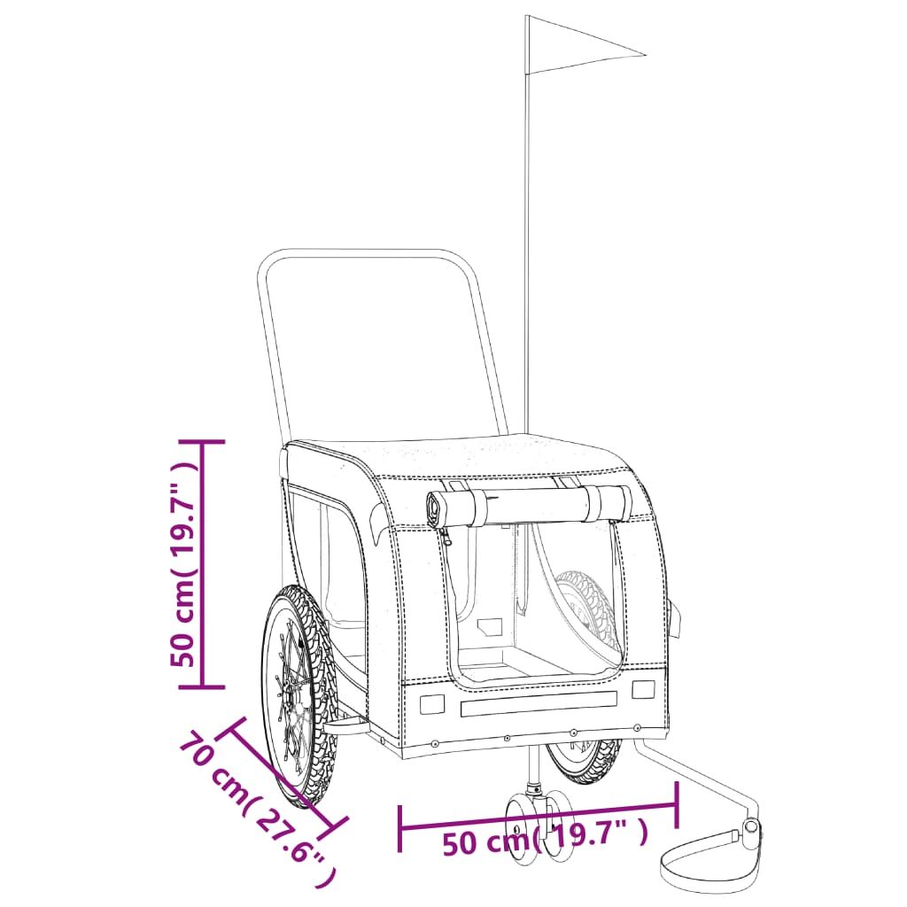Vidaxl Remolque De Bicicleta Mascotas Hierro Tela Oxford Rojo Negro_2