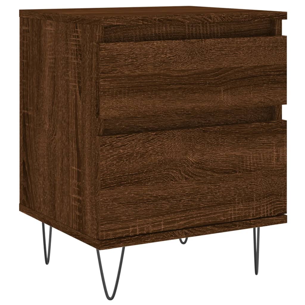 Mesitas Noche 2 Uds Madera Ingeniería Marrón Roble 40x35x50 Cm_3
