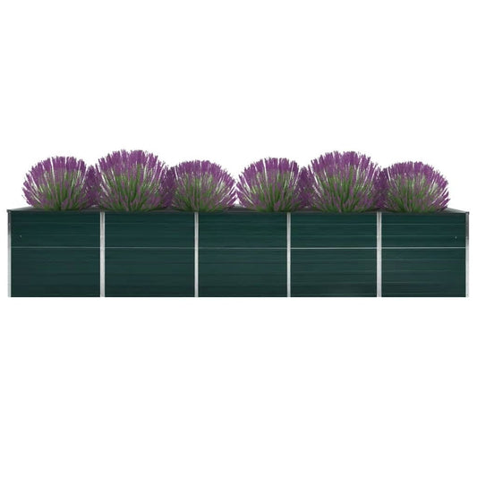 Arriate De Jardín De Acero Galvanizado Verde 400x80x77 Cm_0