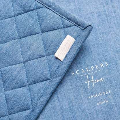 Set 3pcs (delantal, Guante Y Manopla) 100% Algodón 200gsm Logo Bordado Scalpers Home