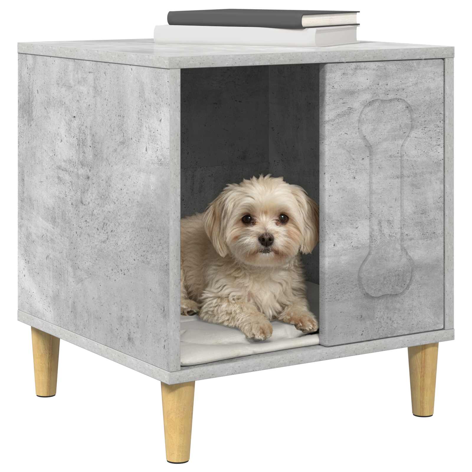 Casa Para Perros Concreto 44 X 42 X 49 Cm Madera De Ingeniería_2