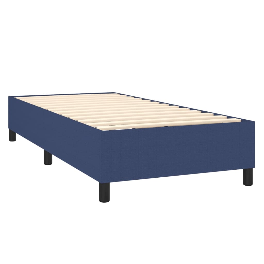 Cama Box Spring Colchón Y Luces Led Tela Azul 90x190 Cm / Vetonek_5
