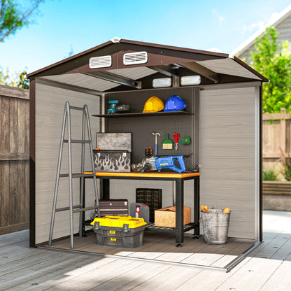 Outsunny Cobertizo De Jardín 190x131x188 Cm Con 2 Ventilaciones Y Puerta Roble_4