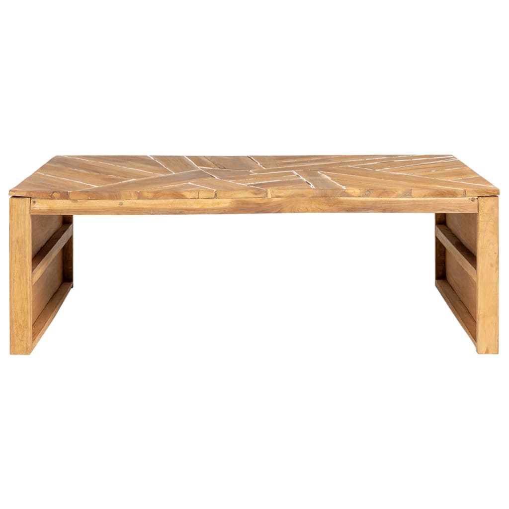 Mesa De Centro Madera Maciza De Teca Erosionada 110x35x38 Cm_0