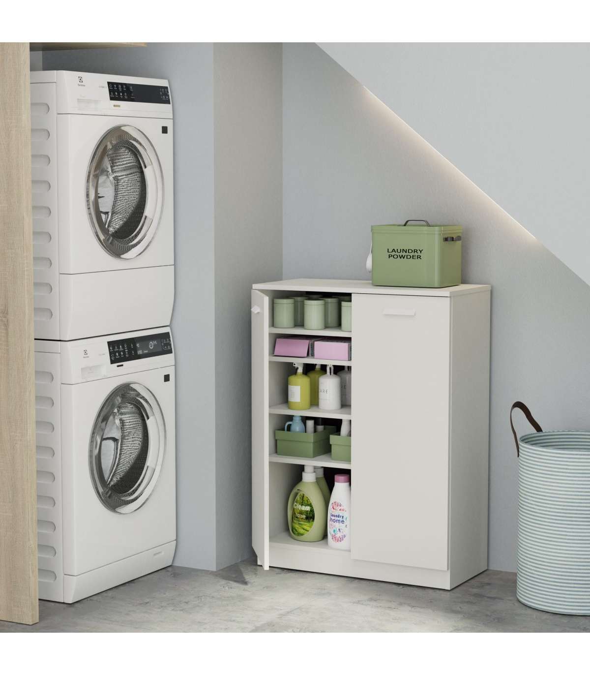 Armario Bajo Multiusos Tibet 2 Puertas Abatibles Acabado Blanco Mate, 101 Cm(alto)74 Cm(an_4