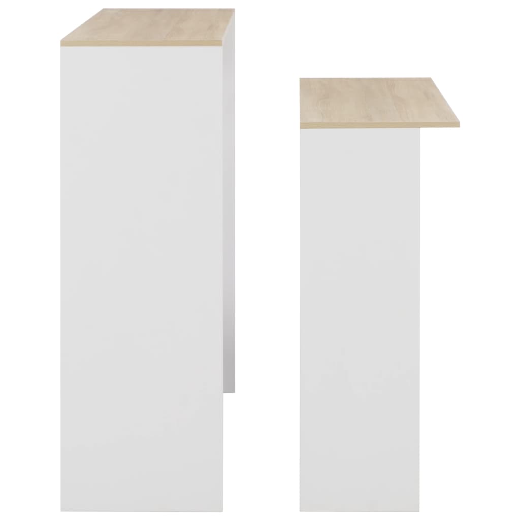 Mesa Alta De Bar Con 2 Tableros Blanco Y Roble 130x40x120 Cm_4