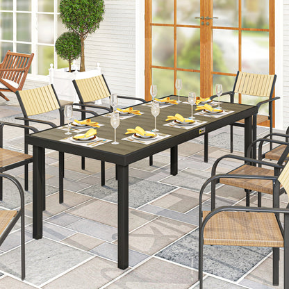 Outsunny Mesa De Comedor Exterior De Aluminio 190x90x74 Cm Natural Y Negro_1
