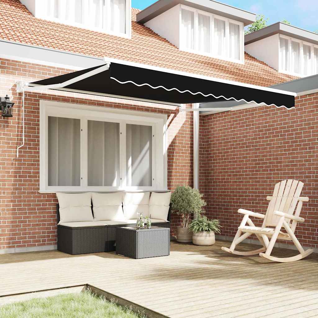 Toldo Retráctil Negro 350 X 250 Cm Poliéster Y Metal_2