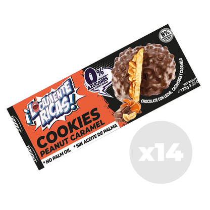 Galletas De Chocolate Con Leche, Cacahuete Y Caramelo, 128g - Dumón, Sin Azúcares Añadidos- Pack De 14 Unidades_0