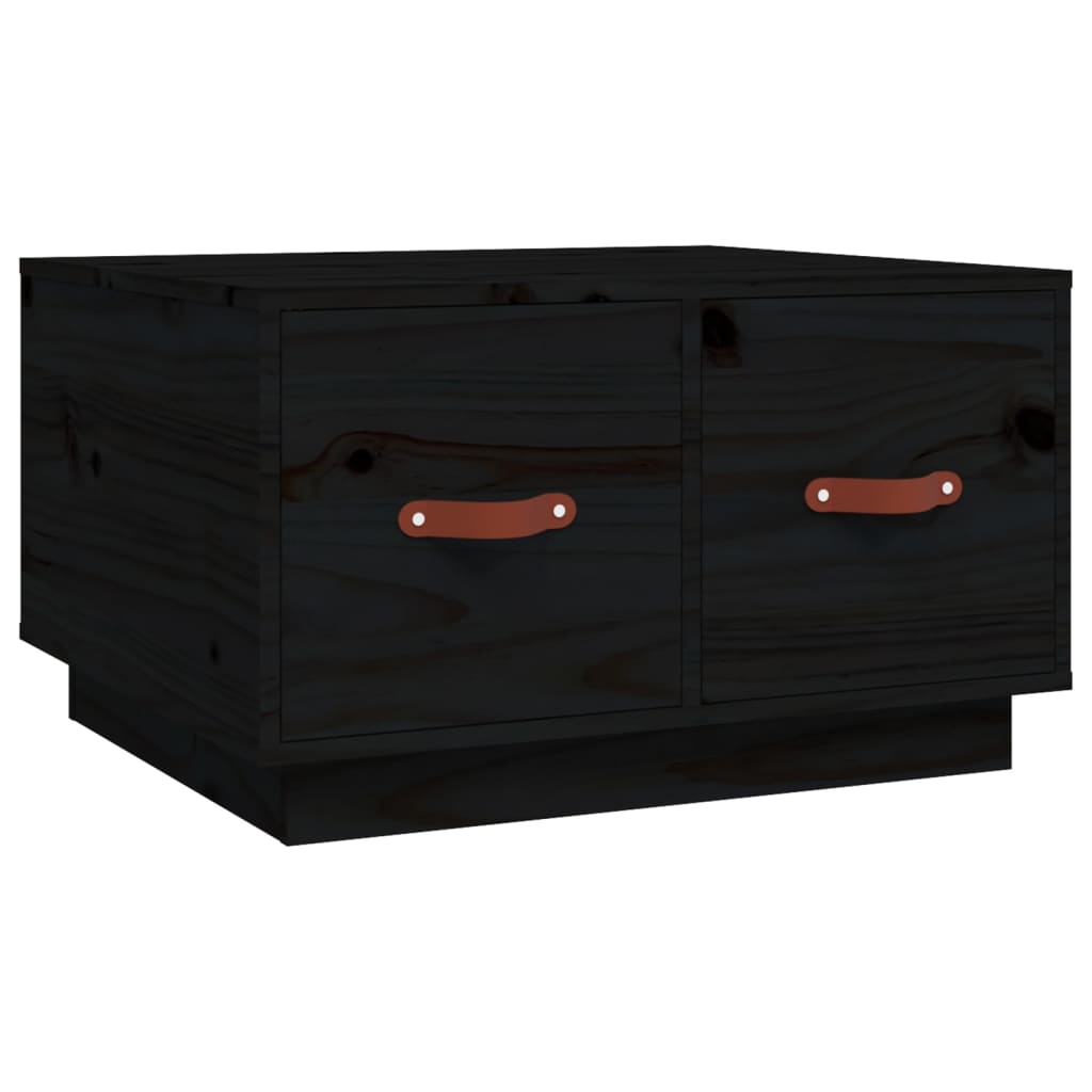 Mesa De Centro De Madera Maciza De Pino Negro 60x53x35 Cm_0