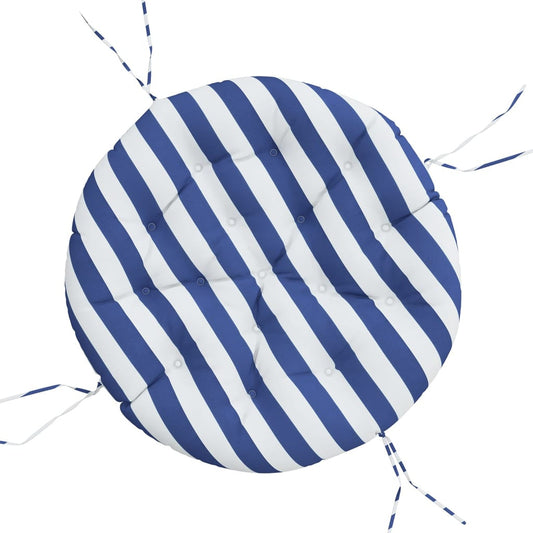 Vidaxl Cojín Redondo Tela Oxford A Rayas Azul Y Blanco Ø 100x11 Cm_0