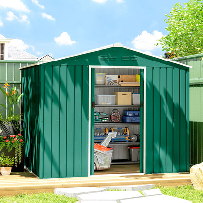 Outsunny Caseta De Jardín Exterior 3,6 M² 236x171x191 Cm Puerta Corredera Verde_1