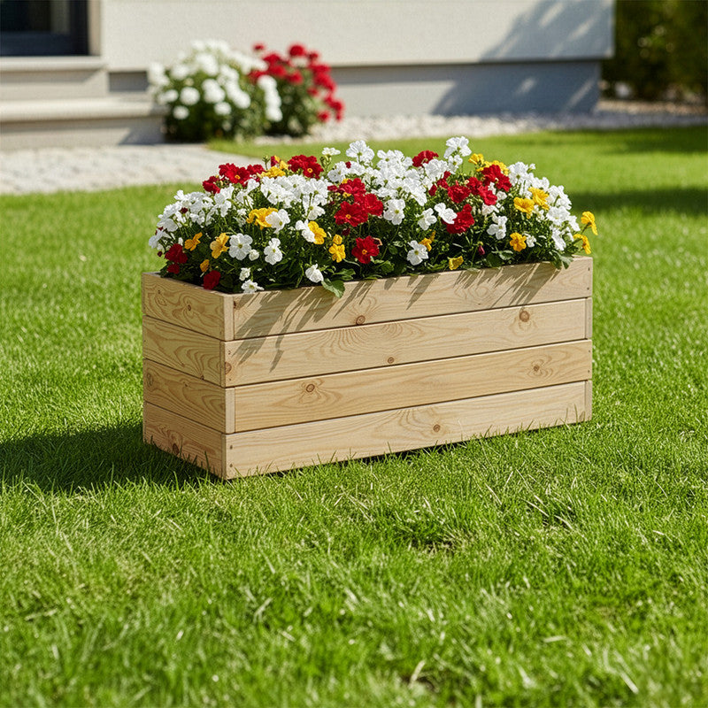 Jardinera Rectangular De Madera Tratada 90x40x40 Cm Ghio Hortalia_1
