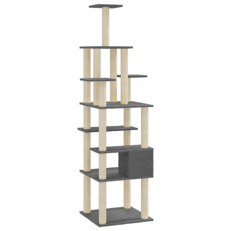Vidaxl Rascador Para Gatos Con Postes De Sisal Gris Oscuro 183 Cm_5